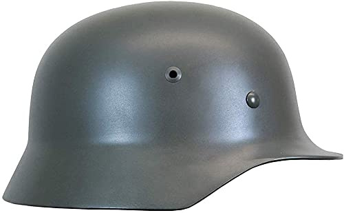 MJZYP Riproduzione WW2 Esercito Tedesco M35 CASCO IN ACCIAIO con fodera in pelle sottogola (grigio)