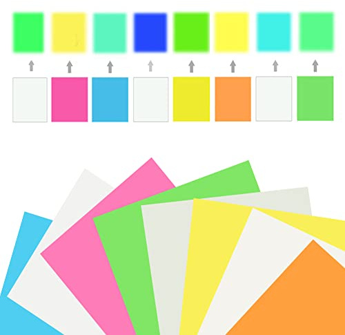 Blueshyhall 8 Stück Plotterfolie Textil Matt Neon, 30 x 25 cm Heat Transfer Vinyl Textilfolie Leuchtet Im Dunkeln, HTV Aufbügelfolie Transferpapier Textil Flexfolie Bunt Set für T-Shirts DIY Stoff