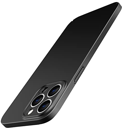 JETech Coque Fine Améliorée (0,85 mm Mince) pour iPhone 13 Pro 6,1 Pouces, Protection Complète de l'Objectif de Caméra, Ultrafine, Légère, Mate en PC Rigide, Chargement sans Fil (Noir)