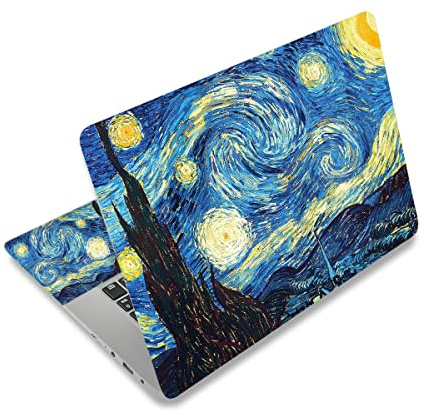 Laptop Skin Sticker Decal,12 13 13.3 14 15 15.4 15.6 inch Laptop Vinyl Skin Sticker Cover Art Protector Notebook PC (2 Wrist Pad Skins Included), Waterproof Removable, Van Gogh Starry Night