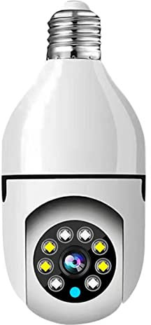 Andoer 1080P Wireless Light Bulb Monitor Camera WiFi Smart Camera 2MP Supports Night Vision 2-way Talk Motion Detection & Alarm Mobile APP Remote Monitoring for Home Office Store Supermarket Bar