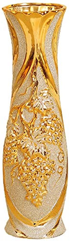 Goldene Keramikvase, große Bodenvase, raffinierte Vase für dekorative Zweige und Blumen, für Moderne rustikale Bauernhaus (Color : Gold, S : 17x60cm)