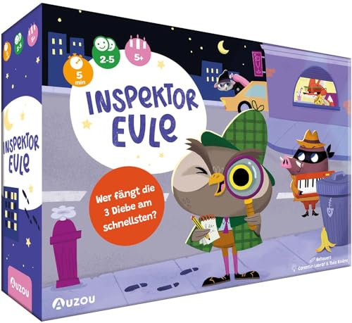 AUZOU | Inspektor Eule | Kinderspiele ab 5 Jahre | Brettspiele | Detektivspiel | Mitbringsel Kindergeburtstag | Geschenk Kinder Vorschule | Gesellschaftsspiele | Für 2 bis 5 Spieler ab 5 Jahren