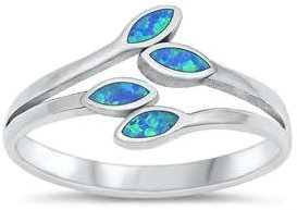 Sterling Silber 925 Blau Opal Ring 60
