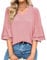 Tanmolo Damen Bluse Elegant V-Ausschnitt 3/4 Ärmel Lässige Blusen mit Rüschenärmel Tunika Tops (Altrosa, XXL)