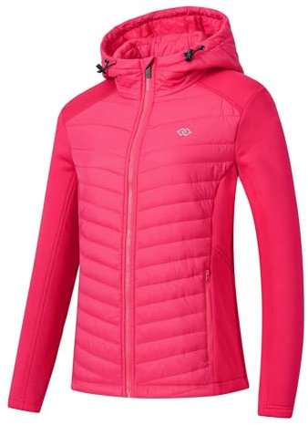 MoFiz Giacca Sportiva Softshell Calda da Donna Giacca Invernale da Mountain Bike Giacca da Arrampicata da Pesca Rosso Rosa 2XL
