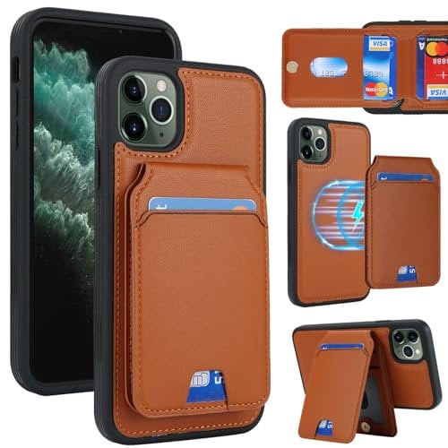 Zouzt for iPhone 11 Pro Max 6.5 Inch Detachable 2 in 1 Wallet Case with Card Holder for Magsafe, Magnetic PU Leather Flip Credit Slot Protective Phone Cover Women Men - Brown
