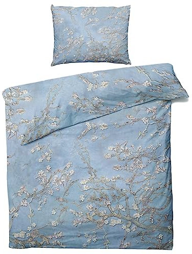 QEODAH Winter Bettwäsche 135x200 Van Gogh Mandelblüten - ölgemälde Bettbezug 135 x 200 2er Set - Wendebettwäsche & Kissenbezug 80x80 cm - Weiche Mikrofaser Bettwäsche-Sets mit Reißverschluss