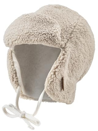 Sterntaler Fliegermütze aus Teddyplüsch - Jungen Holzfällermütze mit angeschnittenen Ohrenklappen und Bindeband - Kinder Wintermütze, gefüttert mit Baumwollfleece - Natur, 47