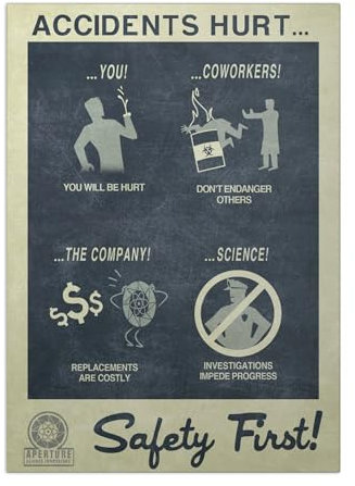 Displate Offiziell Portal Game MetallPoster Magnetische Befestigung Inklusive Lizenziert Bilder Hochwertiges Poster Safety First - Size M - 45 cm x 32 cm