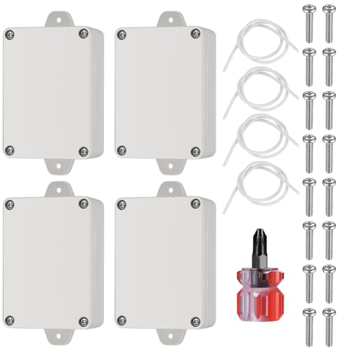 4 Pièces Boite de Derivation Etanche Exterieur IP65, Boitier Electrique en Plastique, Boîtier de Projet électroniques, Boîtier de Jonction Distribution, avec Oreille Fixe(grisetblanc, 85X58X33MM)