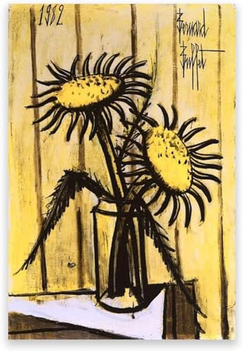 LATAFA Bernard Buffet Posters《Två Solrosor》Väggkonst Bernard Buffet Canvasmålning Bernard Buffet Prints För Hem Väggdekor Bilder 50x70cm Ingen ram
