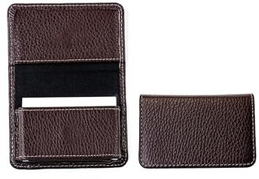 DELMON VARONE - Personalisierbares Visitenkartenetui XXL aus Premium Soft Grain Leder braun - Visitenkarten Etuis mit 1 großen Faltentasche für 40-50 Karten, Kartenetui für Damen & Herren