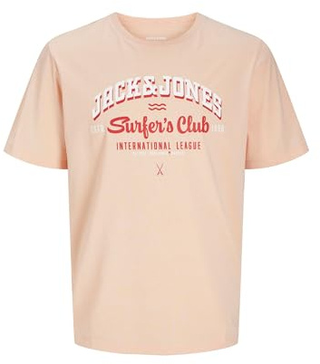JACK & JONES Male T-Shirt Plus Size Logo T-Shirt, Peach Parfait, 6XL