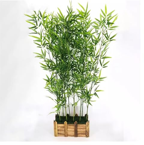 Künstlicher Bambusbaum, künstliche Pflanzen mit Holzsockel, Raumteiler, künstliche Bäume, Sichtschutzzaun for drinnen und draußen, for Balkon, Terrasse, Deck, Graden, Laden, Büro(Size:100cm-20 Bamboo