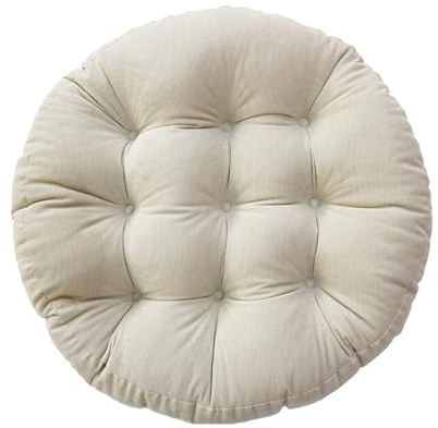 Uixxducc 1er Set Rund Stuhlkissen, 55cm Baumwolle Sitzauflage Sitzkissen, Polster Tatami Kissen für Garten, Balkon Terrasse (Beige)