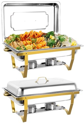 Set di 4 scaldavivande da buffet, 8QT quadrato per ristorante e buffet, stufa isolata in acciaio inox, scaldavivande pieghevole per hotel, ristorante, banchetti