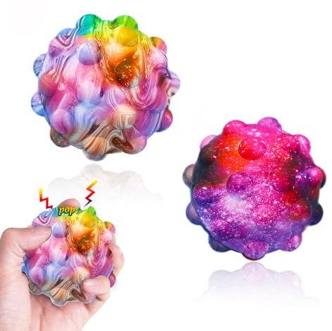 Anti Stress Ball für Kinder, 2 Stück Anti stressbälle Kinder,3D Silikon Antistressball ,Wutball für Kinder,Push Bubble Spielzeug Stressball Fidget It Ball Anti Stress Ball für Erwachsene