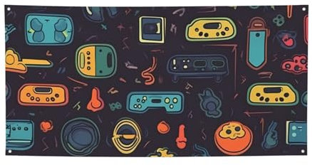 Game Video Gaming Pattern Holiday banner Personalized Hanging Background Banners Birthday Banner for Indoor Outdoor Christmas Party Decorations