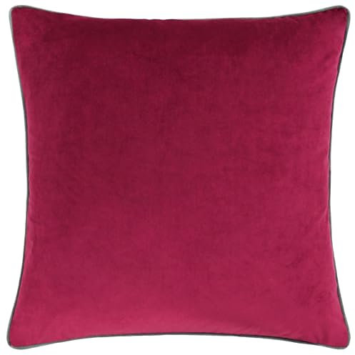 Paoletti Meridian Kissen, Polyesterfüllung, Samt, Paspel, luxuriöses Dekor (Cranberry/Mokka, 55 x 55 cm)