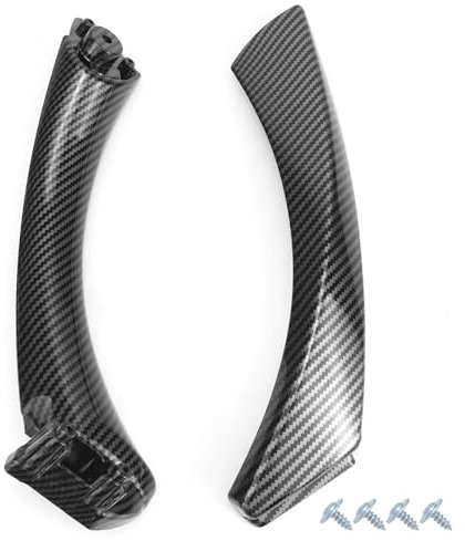 QWORK® Poignée Intérieure De Porte De Voiture, Adaptée Aux Accessoires Automobiles Compatible Avec Bmw Série 3 2004-2012 (E90 Droite), Fibre de Carbone