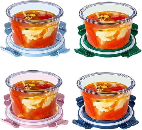 S.ROKE TTAN Glasschalen Mit Deckel, 520ML Suppen Behälter, Meal Prep Gläser, Glasdose Mit Deckel, Glas Vorratsdosen Set, Glas Suppen Behälter Für Mikrowelle, Gefrierschrank, Spülmaschine BPA-Freie