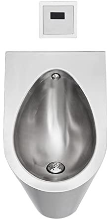 RAABYU Kommerzielle Urinale aus Edelstahl Urinale mit integrierter Induktionsspülung Wandmontierte Stand-WC-Urinale für Herren mit hocheffizientem Induktionsspülventil