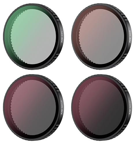 JJC 4 Pack ND CPL Filter Kit Kompatibel mit DJI Osmo Action 5 Pro 4 3 Kamera, ND8 ND16 ND32 Mehrfach Beschichtet Neutraldichte Festfilter Zirkularpolarisator Action 5 Pro Action 4 3 Zubehör