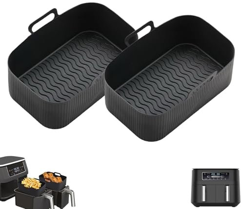 Magla Silicone Air Fryer Liners 2PCS for Ninja Air Fryer AF300UK, AF400UK, Tower T17088 etc., Airfryer Oven Liner Basket 7.6-9.5L, Air Fryer Accessories