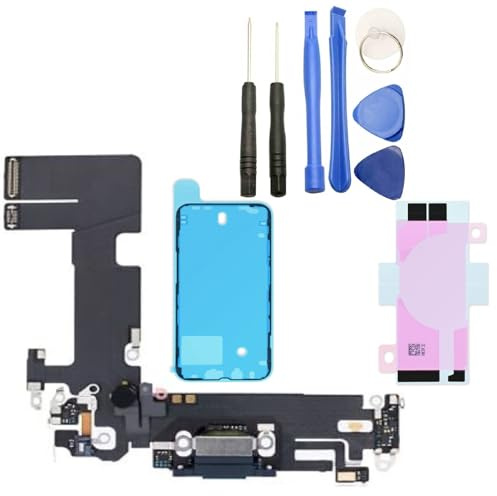 Charging Port Replacement For iPhone 13 (6.1) Dock Connector Replacement Headphone Jack & Lower Microphone Plus Adhesive & Tools