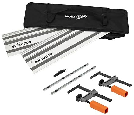 Evolution ST1400-G2 Rail de guidage pour scie circulaire 139,7 cm Compatibilité universelle Makita Bosch Festool Triton Metabo Avec barres auto-alignantes 2 pinces de rail