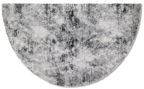 Astra Flauschige Sauberlaufmatte weich - Pure & Soft - Allover Grau halbrund 62x104cm - Waschbarer Küchenteppich innen - Türmatte strapazierfähig - Teppich