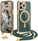 Wirvyuer Coque avec Cordon Compatible avec iPhone 14 Pro Max(6.7) Coque Magnétique Collier Réglable Étui Silicone galvanisé Cellulaire Cover Lanyard Case pour iPhone 14 Pro Max Vert foncé