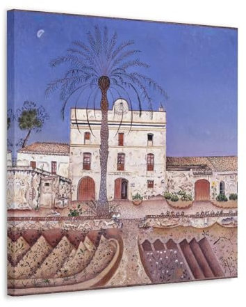 YiQuSoft Joan Miro Joan Miró, 1918, La Casa De La Palmera (Das Haus mit der Palme), Kunstdruck auf Leinwand und Wandkunst, moderne Familienschlafzimmer-Dekoration, Rahmen-Stil, 30 x 30 cm