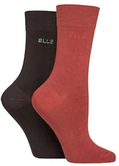 ELLE Ladies Bamboo Fibre Socks - Soft, Breathable & Cooling Plain Socks in a Multipack of 2 Pairs Sizes 4-8