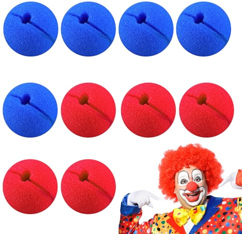 ARYIMYDP 10 Stück Cosplay Nasen Kostüm, Rot und Blau Clownsnasen Aus Schaumstoff, Clown Nase Clown-Nase, für Karneval, Kinderschminke, Partys, Fasching, Zirkus-Lustige Nasen