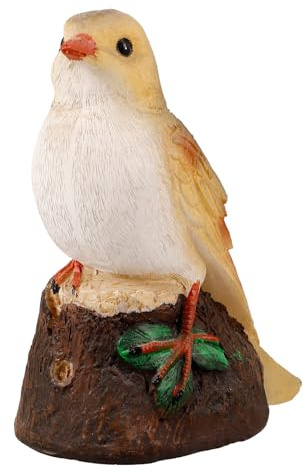 Homoyoyo Solar Powered Garden Ornament Bird Figurine Resin Outdoor Patio Decoration Weather Resistant White Solar Light Suitable for Pond and Garden