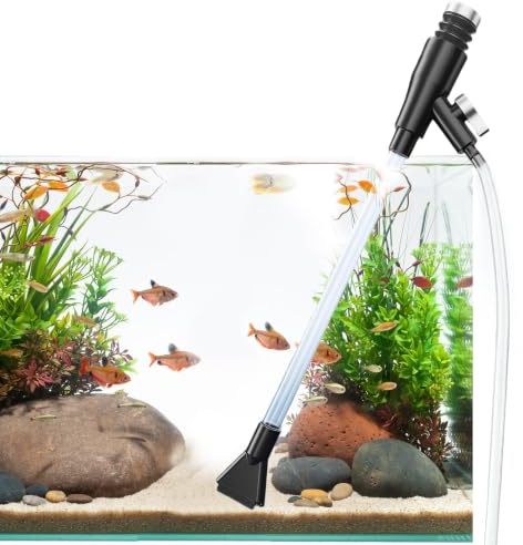 Yelvornic Gravel Vacuum for Aquarium, Adjustable Fish Tank Cleaner Kit, Mini Manual Siphon Pump for Small Aquariums, Water Changer and Sand Washer