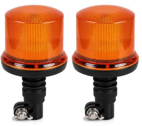 Yuanjoy 2x LED Rundumleuchte Amber IP67 12/24V für Halterung | 20 LEDs 4 Blink 3 Dreh Stroboskop Warnblinker SAE J845/ECE R65/R10 LKW Traktor Bus Baumaschinen