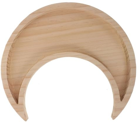 HOMSFOU Weißes Tablett Holz in Mondförmigem Design als Servierplatte für Speisen mit Natürlicher Oberfläche für Wohnzimmer und Küche