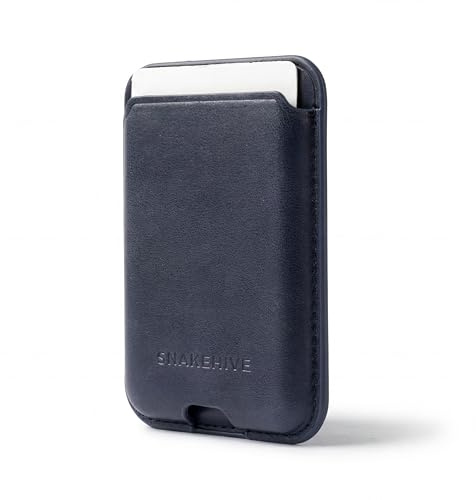 Snakehive Leather Cardholder Compatible with MagSafe – Premium U.S. Leather Magnetic Card Wallet (Blue)