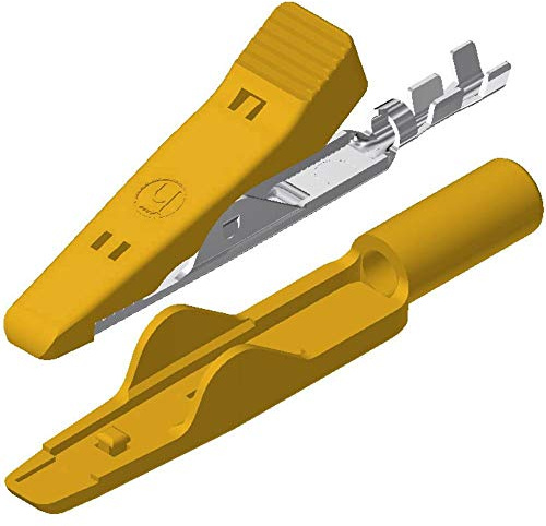 SKS Hirschmann 930318103 Mini-Krokodilklemme, 8 A, Gelb, Spannbereich (max.): 4 mm, Länge: 41,5 mm, 1 Stück