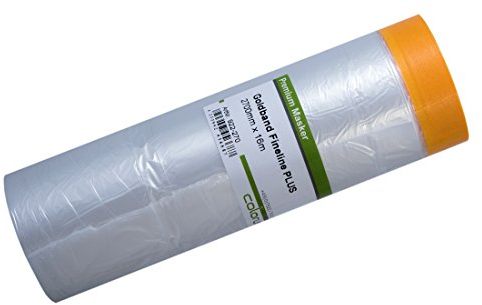 Colorus Goldband Fineline PLUS Masker Tape 16m mit 270 cm Abdeckfolie - Soft Tape Masker Klebeband - Lackierband - Maskerband
