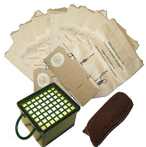 20 Staubsaugerbeutel + Filterset geeignet für Vorwerk VK 130 VK131 VK131 SC mit EB 350 oder EB 351