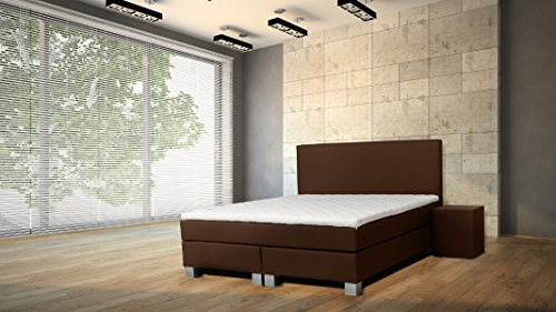 WELCON boxspringbettenshop24.de - ORIGINAL Rockstar LE (Limited Edition) Taschenfederkern Luxus Boxspringbett 150x200 Härtegrad H3 in braun TTF in Matratze und Boxen, inkl. Topper