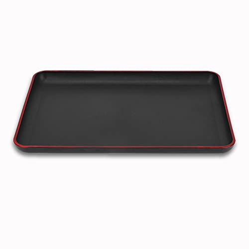 Bandeja de Servicio Bandeja Rectangular y ecológica de plástico Gastrot Bandeja de Comida Antideslizante para Bar Hotel Home (Negro).(39 * 28cm)