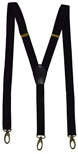 Olata Unisex Hosenträger schmal mit Karabinerhaken – Verstellbare Hosenträger Y-Form für Herren und Damen – 2 cm. Schwarz