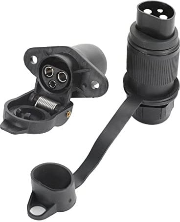 Yuanjoy 12v 24v KFZ Anhänger Stecker Steckdose 3 polig Satz - DIN 9680 - Schwarz - Wasserdicht