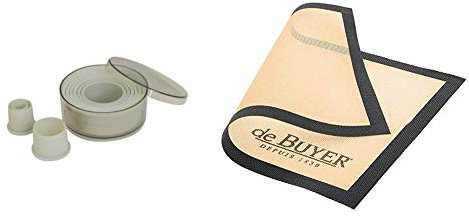 De Buyer 4308.00 Boîte de 9 Découpoirs Emporte-pièces Ronds Unis - Plastique - Ø de 2 à 10 cm & 4938.40 Tapis Airmat Siliconé Aéré 40 x 30 cm