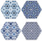 Interluxe LED Untersetzer Hexagon 4er Set - Marokko Fliesen Part II - Vier leuchtende Design Untersetzer als Tischdeko, Geschenkidee, Party, Modern